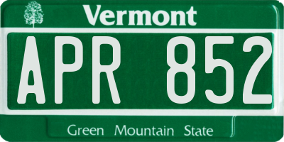 VT license plate APR852