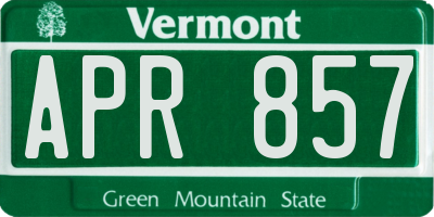 VT license plate APR857
