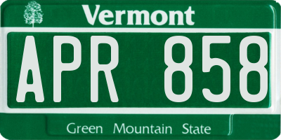 VT license plate APR858