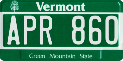 VT license plate APR860