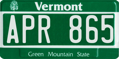 VT license plate APR865