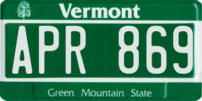 VT license plate APR869