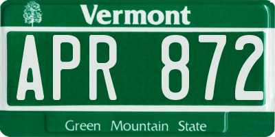 VT license plate APR872