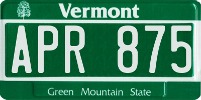 VT license plate APR875