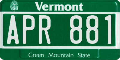 VT license plate APR881