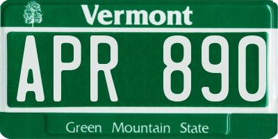VT license plate APR890