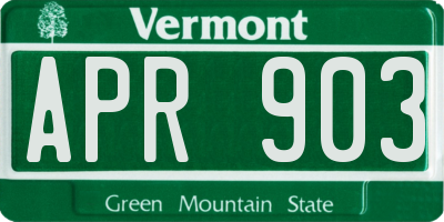 VT license plate APR903
