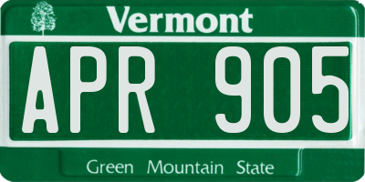 VT license plate APR905