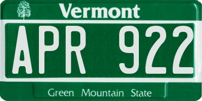 VT license plate APR922