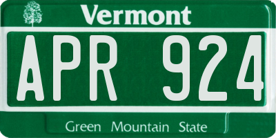 VT license plate APR924