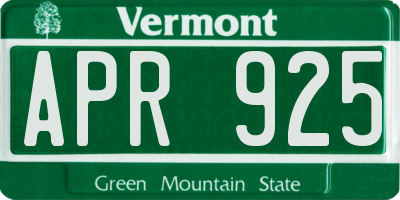 VT license plate APR925