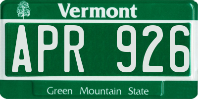 VT license plate APR926