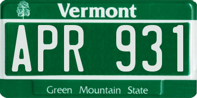 VT license plate APR931