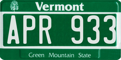 VT license plate APR933