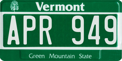 VT license plate APR949
