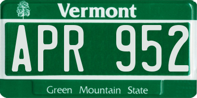 VT license plate APR952