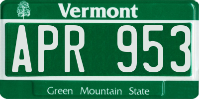 VT license plate APR953