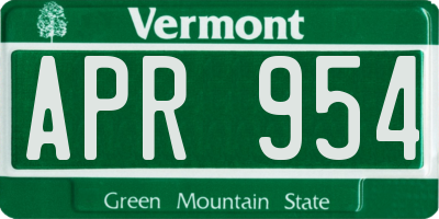 VT license plate APR954