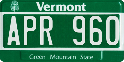 VT license plate APR960