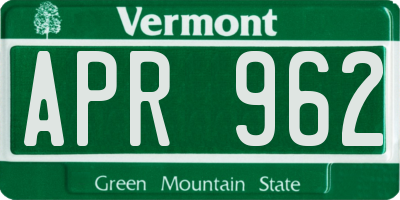 VT license plate APR962