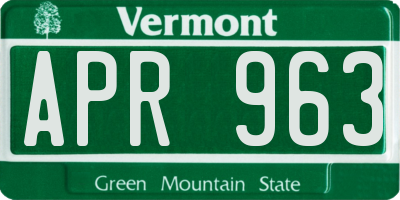 VT license plate APR963