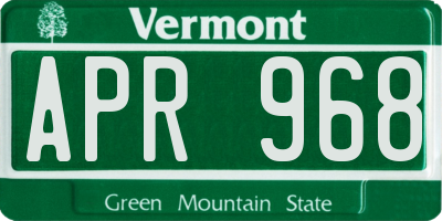 VT license plate APR968