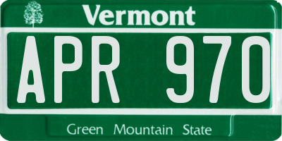 VT license plate APR970