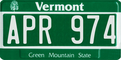 VT license plate APR974