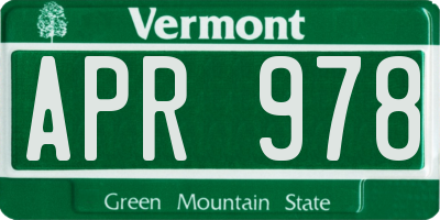 VT license plate APR978