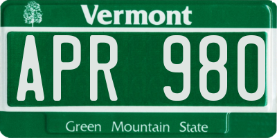 VT license plate APR980