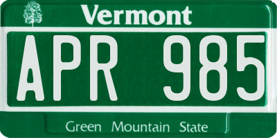 VT license plate APR985