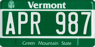 VT license plate APR987