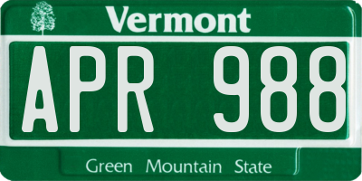 VT license plate APR988