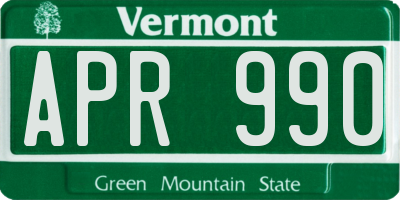 VT license plate APR990
