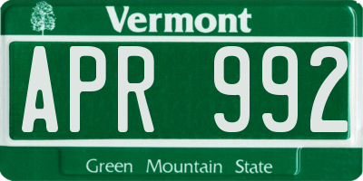 VT license plate APR992