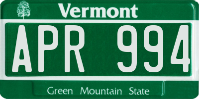 VT license plate APR994