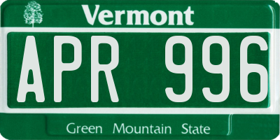 VT license plate APR996