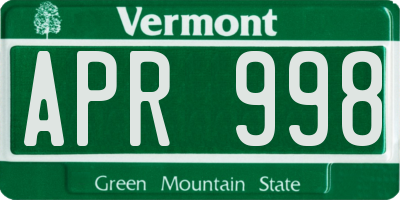 VT license plate APR998