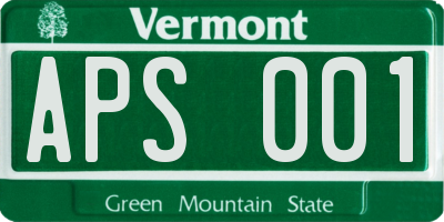VT license plate APS001