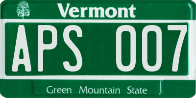 VT license plate APS007