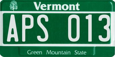VT license plate APS013