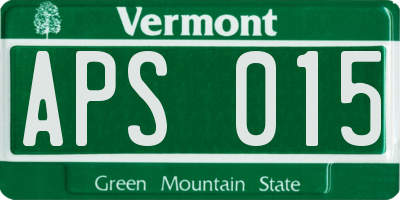 VT license plate APS015
