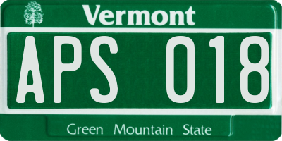 VT license plate APS018