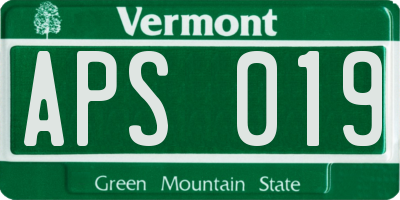VT license plate APS019