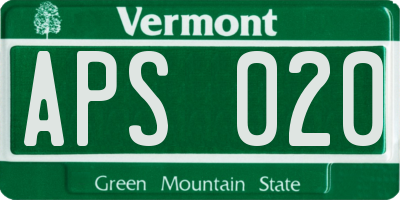VT license plate APS020