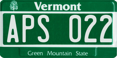 VT license plate APS022