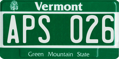 VT license plate APS026