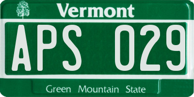 VT license plate APS029