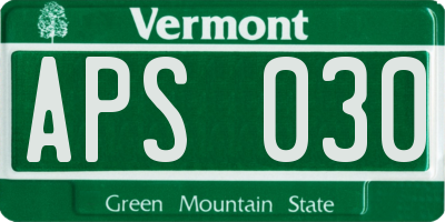 VT license plate APS030