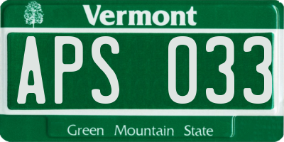 VT license plate APS033